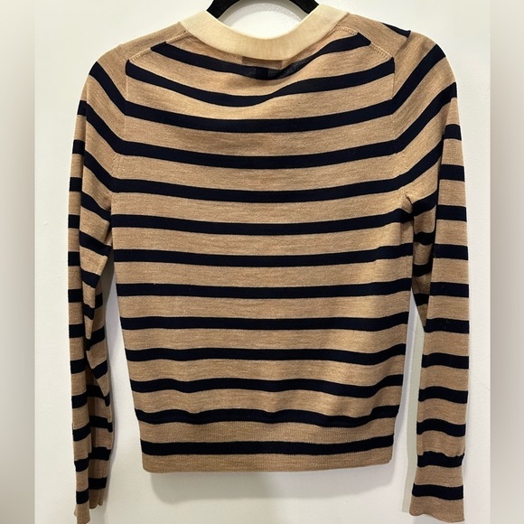 J.Crew Jackie Tie-Neck Cardigan Stripe Bow Sweater Sz SM - Picture 8 of 10
